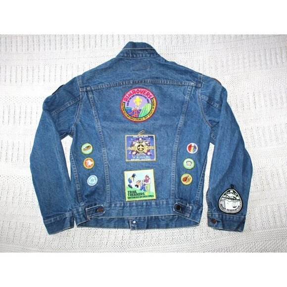 Vintage Levi's Boys scouts Patches Denim Jacket Size 40 cotton Made In USA - Picture 2 of 15